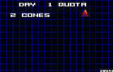 Pantalla del primer dia amb una quota de dos cons sobre una quadrícula blava.