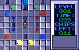 Chip al nivell 1 entre portes i claus de colors, amb LEVEL, TIME i CHIPS LEFT al panell dret.