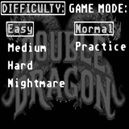 Menú amb Easy, Medium, Hard i Nightmare a l’esquerra, i Normal i Practice a la dreta; Easy i Normal estan emmarcats.