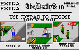 Menú de Paperboy amb tres opcions il·lustrades per seleccionar la ruta.