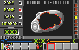 Pantalla del Multi-Mon amb els camps ZONE, BOMB, DATA i WEAPON al costat d’un gràfic central.