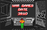 Figura davant d’una consola de comandament amb la inscripció WAR GAMES DATE 2810 a la pantalla.