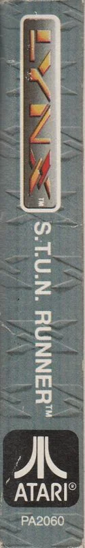 Lateral de la capsa amb el títol S.T.U.N. Runner, els logotips de Lynx i Atari i el codi PA2060.