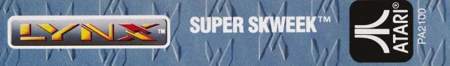 Llom blau de la capsa amb Super Skweek, els logotips Lynx i Atari i la referència PA2100.