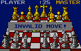 Missatge INVALID MOVE superposat al tauler en perspectiva.