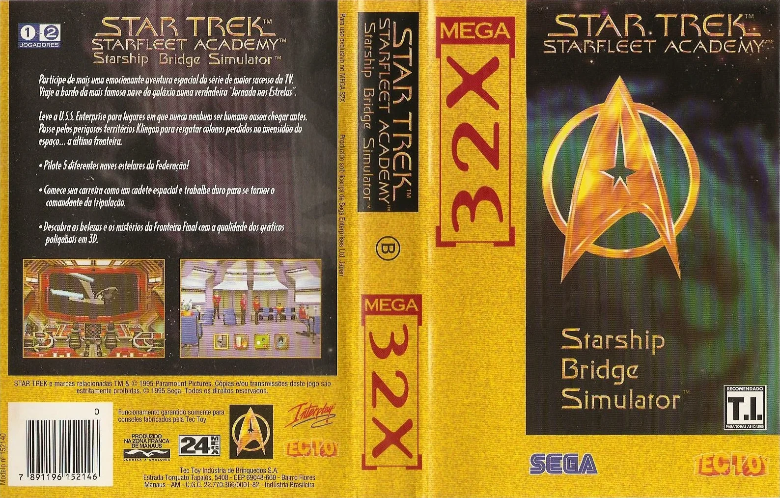 Caràtula desplegada de l’edició brasilera, amb marques Mega 32X i Tec Toy.