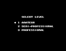 Menú de dificultat amb les opcions Amateur, Semi-Professional i Professional.