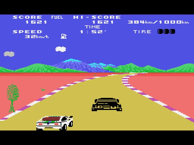 Una corba de Safari Race amb el vehicle del jugador acostant-se a un altre cotxe fosc.