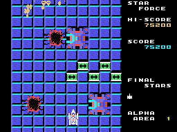 La Final Star entre enemics aeris, objectius terrestres verds i explosions, amb el marcador al costat dret.