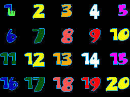 Graella de selecció de 20 em 1 amb vint números de colors distribuïts en quatre files.