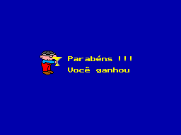 Pantalla comuna de victòria amb el missatge portuguès «Parabéns !!! Você ganhou».