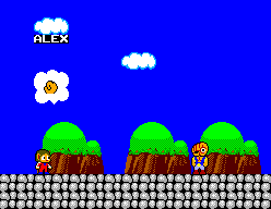 Alex i un adversari cara a cara durant un duel de janken, amb un puny dins la bombolla de selecció.