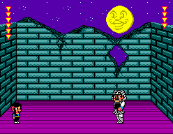 Alex combat Kabuto en una sala emmurallada sota la lluna.