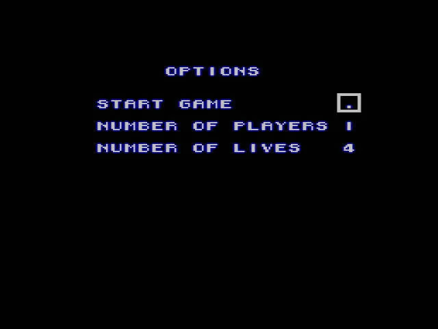 Menú d’opcions d’Arcade Smash Hits amb selecció de jugadors i de vides.