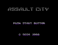 Pantalla de títol de la versió Control Pad d’Assault City amb la instrucció de prémer Start.