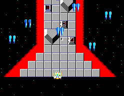 L’Astro Raider travessa el corredor gris i vermell d’Asteroid Zone.