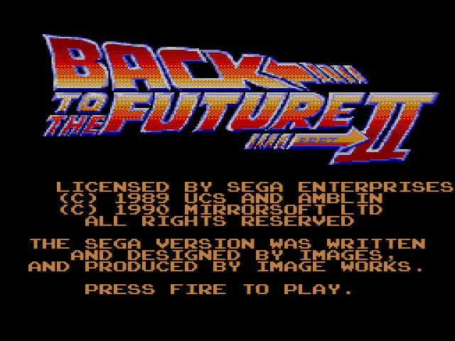 Pantalla de crèdits de Back to the Future Part II que atribueix funcions de la versió de Sega a Image Works.