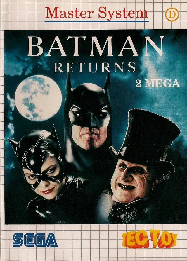 Portada brasilera de Batman Returns per a Master System, amb el logotip de Tec Toy i la indicació 2 MEGA.