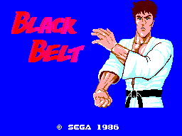 Pantalla de títol occidental de Black Belt amb Riki ajustant-se la màniga.