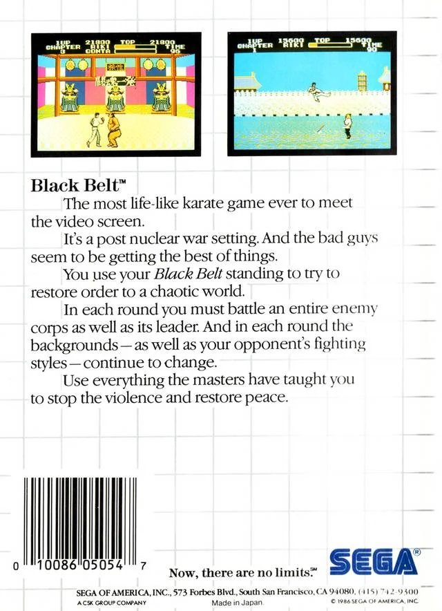 Contraportada nord-americana de Black Belt amb dues captures i text promocional en anglès.