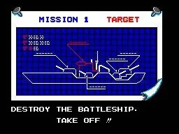 Esquema d’un cuirassat a la pantalla de presentació de la primera missió de Bomber Raid.