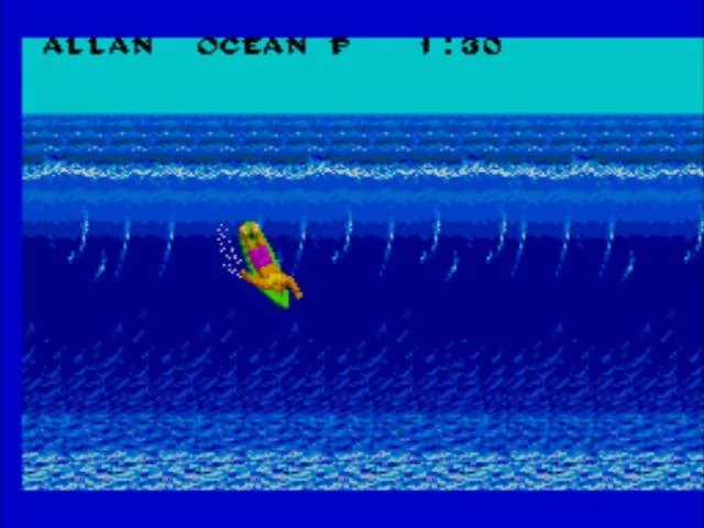 Surfista dins d’una onada amb el cronòmetre visible.