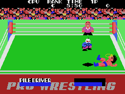 Un lluitador estès al ring mentre l’àrbitre s’agenolla al seu costat.