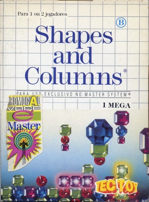 Portada brasilera de Shapes and Columns amb gemmes, quadrícula, marca TecToy i distintiu Master Club.