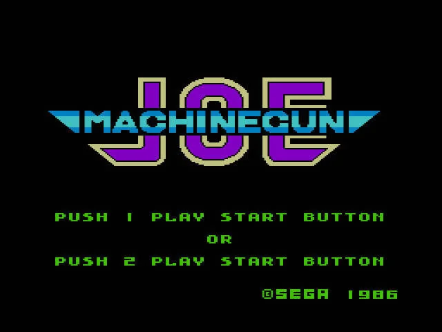 Pantalla de títol de Comical Machine Gun Joe amb opcions per a un i dos jugadors.