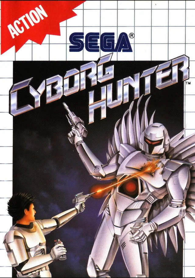 Caràtula frontal europea de Cyborg Hunter per a Sega Master System.