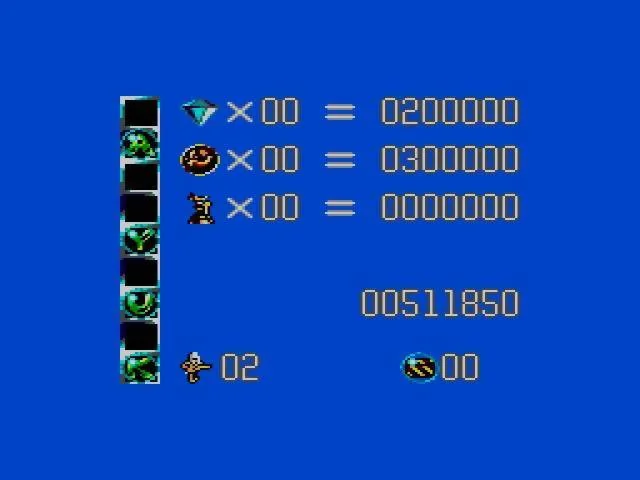 Pantalla de recompte amb objectes, bonificacions, puntuació i vides restants.