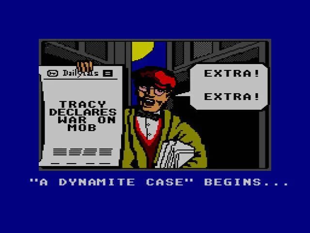 Un venedor de diaris anuncia la guerra de Dick Tracy contra la màfia.