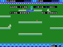 Pantalla de recompte amb els textos GAME TIME, TIME BONUS i NO BONUS sobre l’escenari.