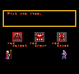 Pantalla d’estat de Ghouls 'n Ghosts amb casc, armadura i sabates vermelles seleccionables.