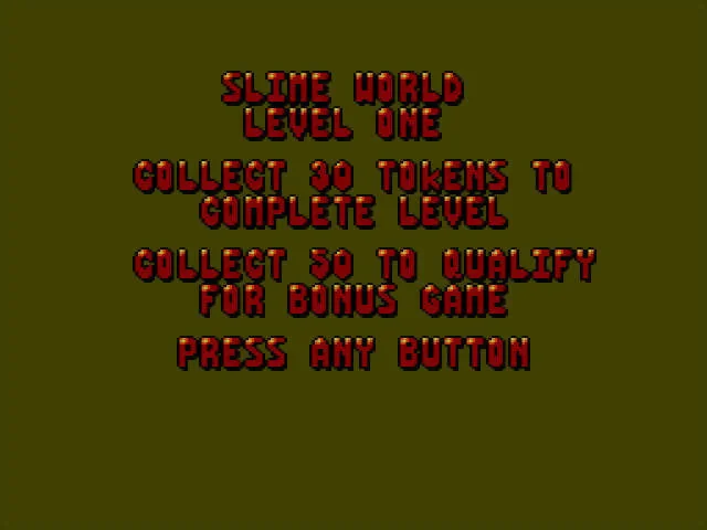 Pantalla d’instruccions de Slime World amb trenta Arches requerits i cinquanta per accedir al Bonus Game.