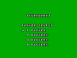Menú de Tournament amb opcions per a un, dos, tres o quatre participants.