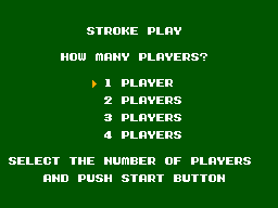 Menú de Stroke Play amb opcions per seleccionar entre un i quatre jugadors.
