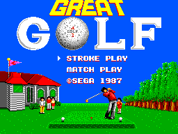 Pantalla de títol de Great Golf amb les opcions Stroke Play i Match Play.