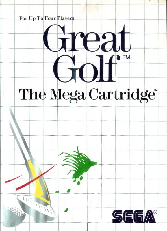 Portada europea de Great Golf amb un pal colpejant una bola sobre una quadrícula blanca.