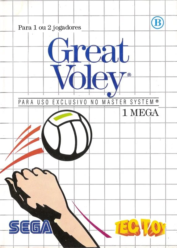 Portada brasilera de Great Voley per a Master System, amb els logotips de Sega i Tectoy.