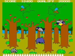 Safari Hunt en un bosc amb diversos animals i els indicadors de puntuació i classificació.