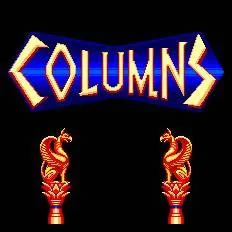 Pantalla de presentació de Columns amb el logotip sobre fons negre i dues torxes.