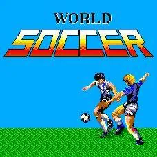 Pantalla de presentació de World Soccer amb dos futbolistes disputant la pilota.