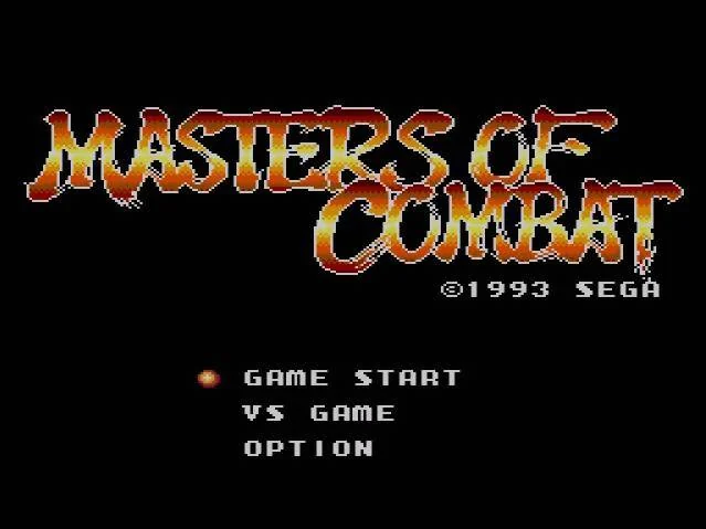 Menú principal de Masters of Combat amb GAME START, VS GAME i OPTION.