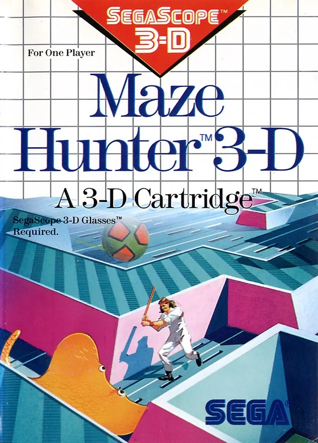 Portada europea de Maze Hunter 3-D per a Sega Master System.