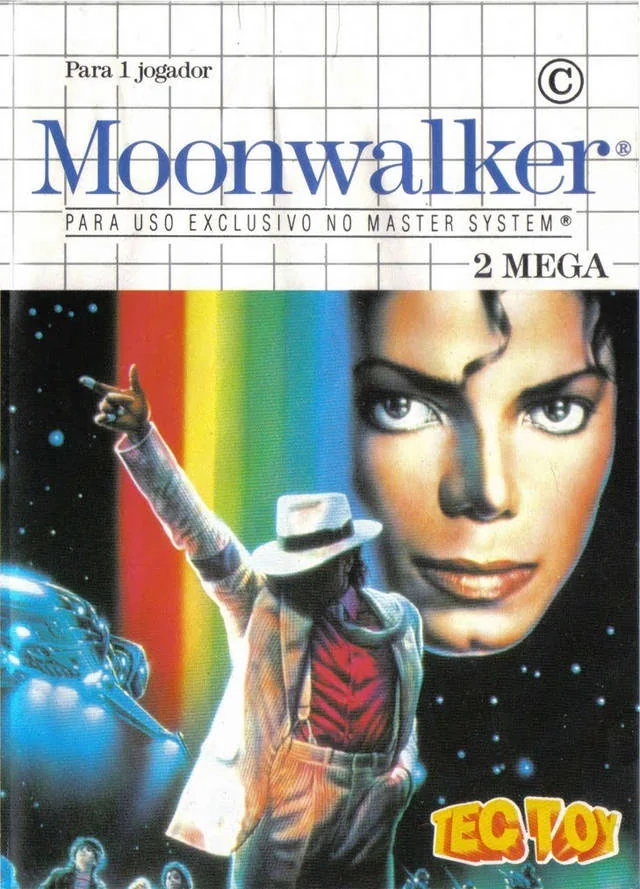 Portada brasilera de Moonwalker amb el logotip de Tectoy i la indicació de dos megues.