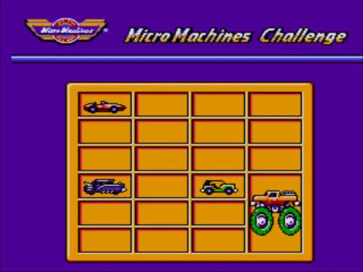 Graella del Challenge amb diverses proves i quatre tipus de vehicle representats.