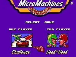 Menú de Micro Machines amb les opcions Challenge i Head to Head.