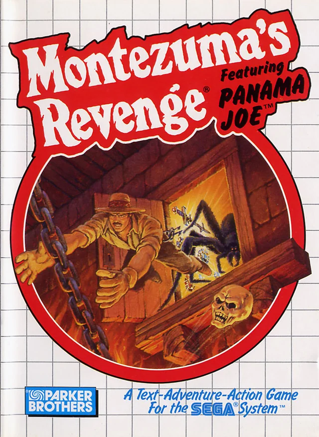 Portada nord-americana de Montezuma's Revenge: Featuring Panama Joe per a Sega Master System.