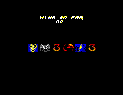 Pantalla «Wins So Far» amb una fila d’icones de combatents i el comptador de victòries a zero.